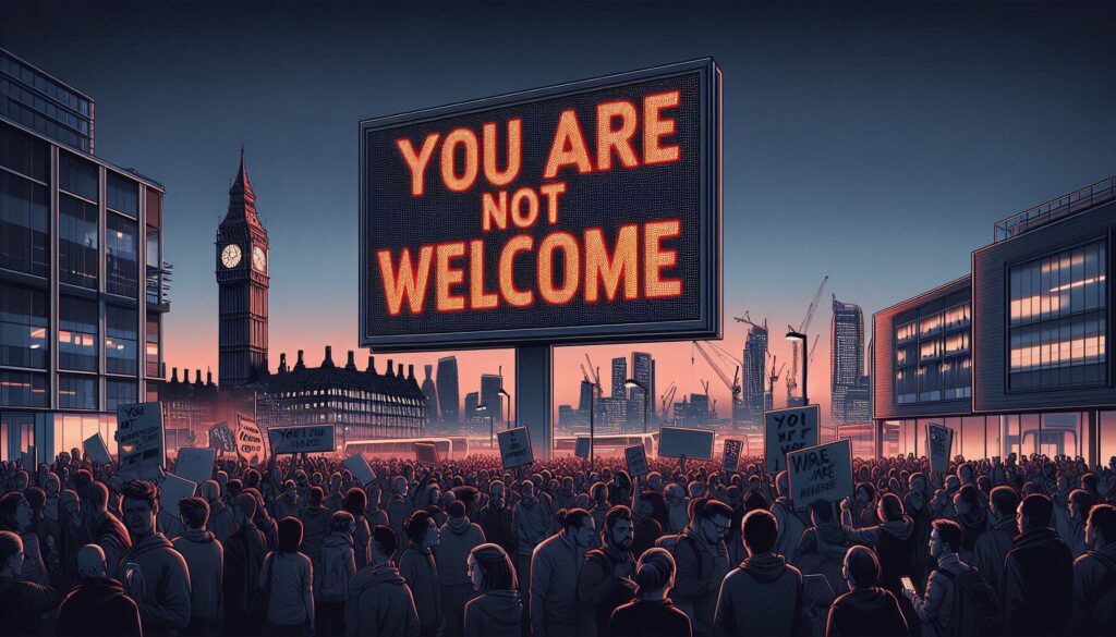 NO ERES BIENVENIDO - Imagen de referencia generada con IA.