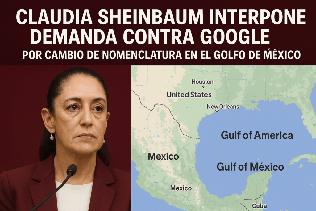 Claudia Sheinbaum interpone demanda contra Google por cambio de nomenclatura en el Golfo de México