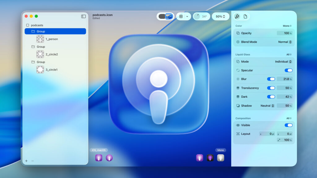 Como se componen los iconos de Liquid Glass para desarrolladores - Fuente: Apple Inc.